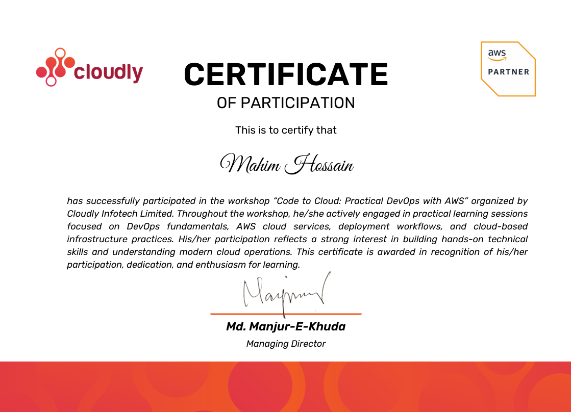 DevOps with AWS Workshop Certificate